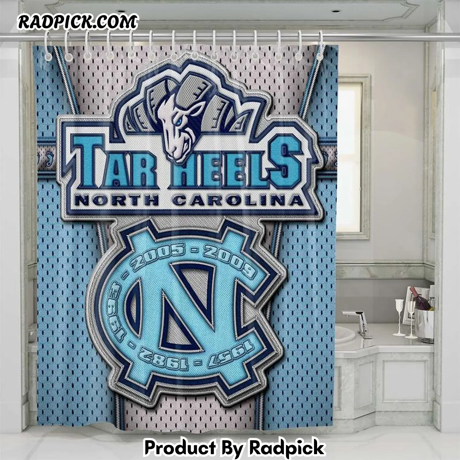 Unc tarheels shower curtain set bathroom set for bathroom decor best gift for friends rp38743